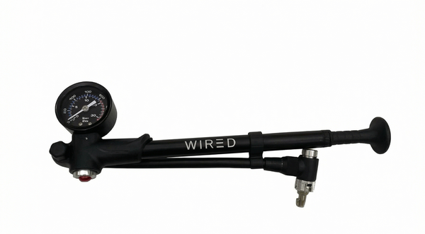 Wired brand rear shock pump in black